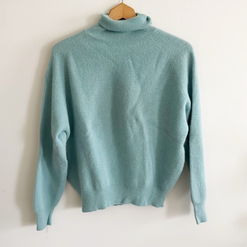 Vintage 90s the limited teal lambswool long sleeve turtleneck sweater size large